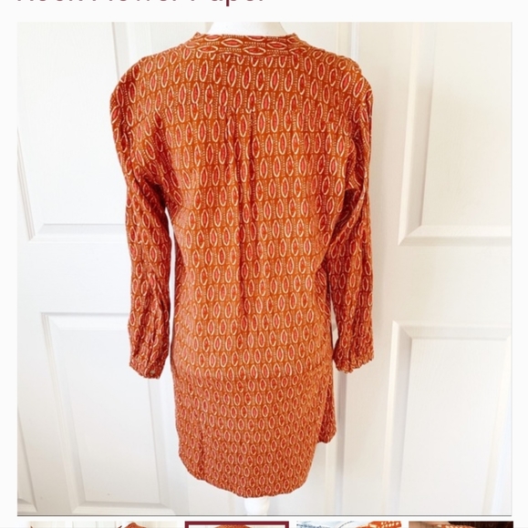 Rock Flower Paper Orange Indian Print Tunic Top - Picture 6 of 9